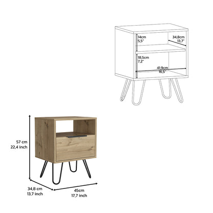 22" Beige Wood Nightstand