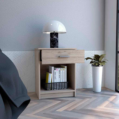 22" Gray Wood One Drawer Nightstand