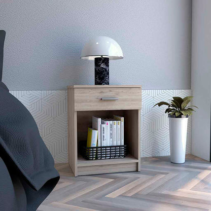 22" Gray Wood One Drawer Nightstand