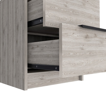 19" Gray Wood Two Drawer Nightstand