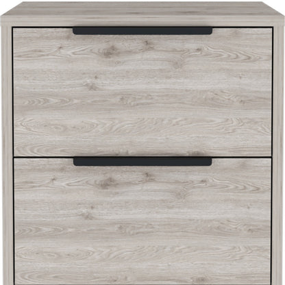 19" Gray Wood Two Drawer Nightstand