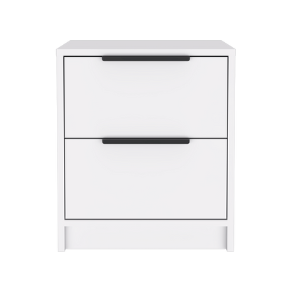 19" White Wood Two Drawer Nightstand