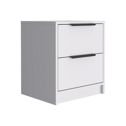 19" White Wood Two Drawer Nightstand