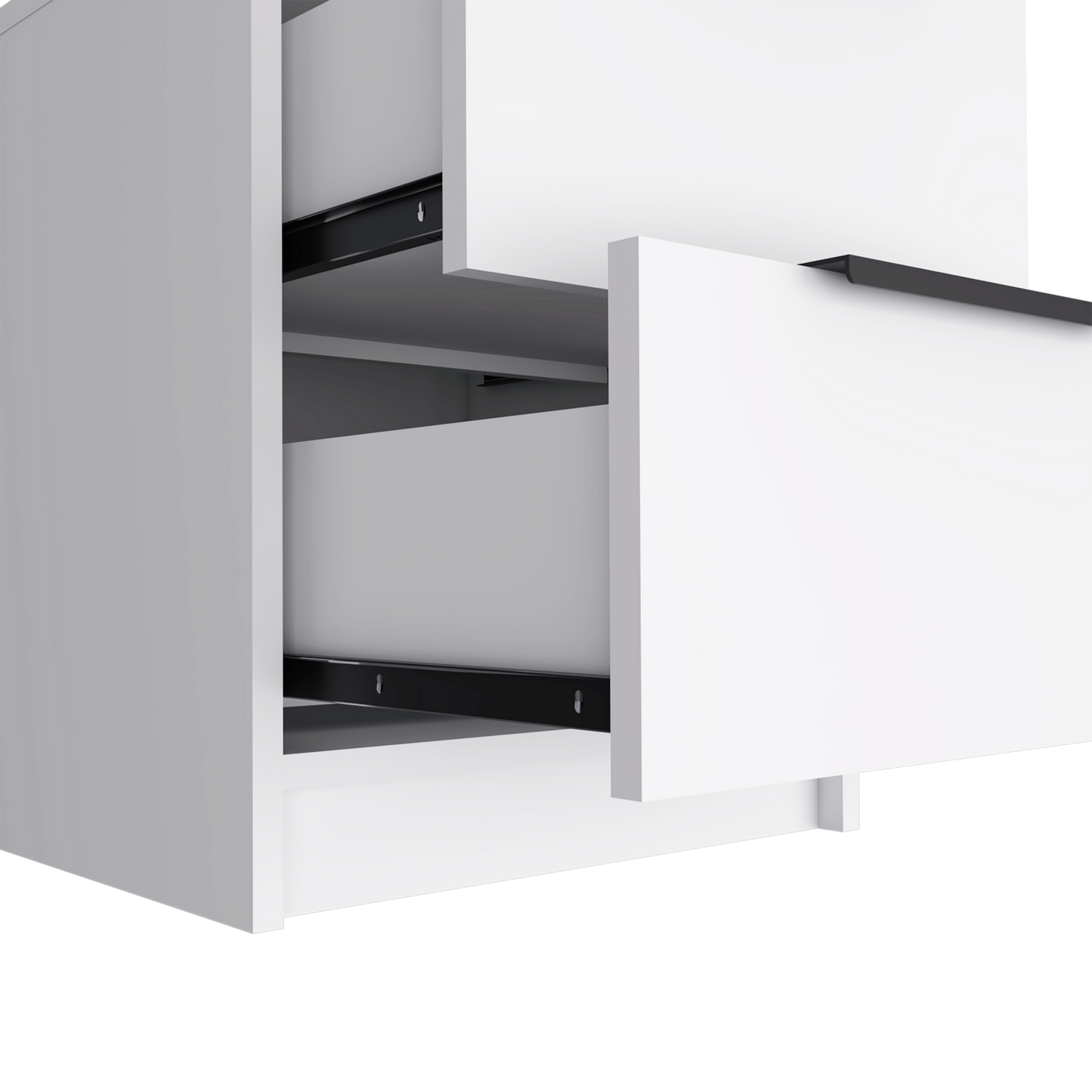 19" White Wood Two Drawer Nightstand
