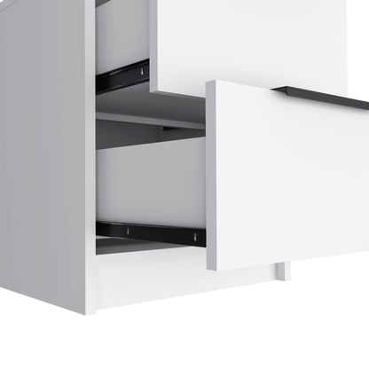 19" White Wood Two Drawer Nightstand