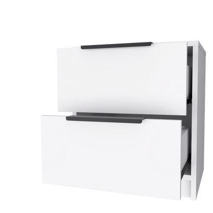19" White Wood Two Drawer Nightstand