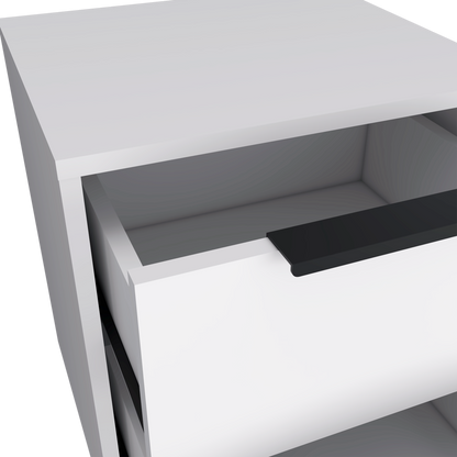 19" White Wood Two Drawer Nightstand
