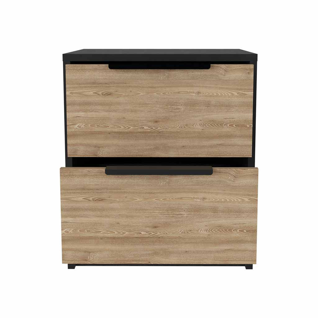 19" Black Wood Two Drawer Nightstand