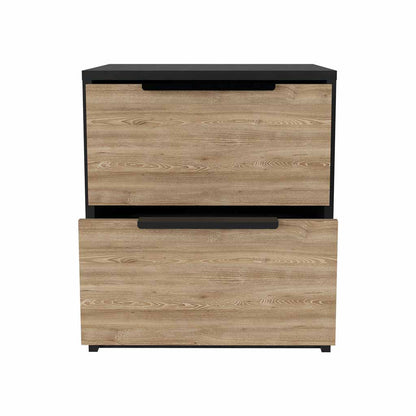 19" Black Wood Two Drawer Nightstand