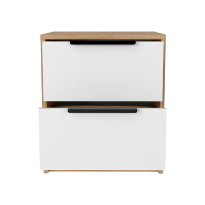 19" White Wood Two Drawer Nightstand
