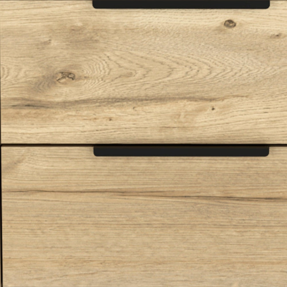 22" Oak Wood Two Drawer Nightstand