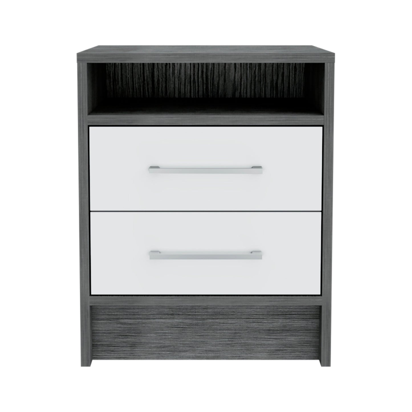 20" Gray Wood Two Drawer Nightstand