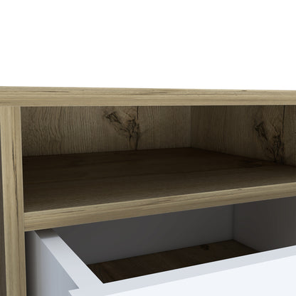 20" White Wood Two Drawer Nightstand