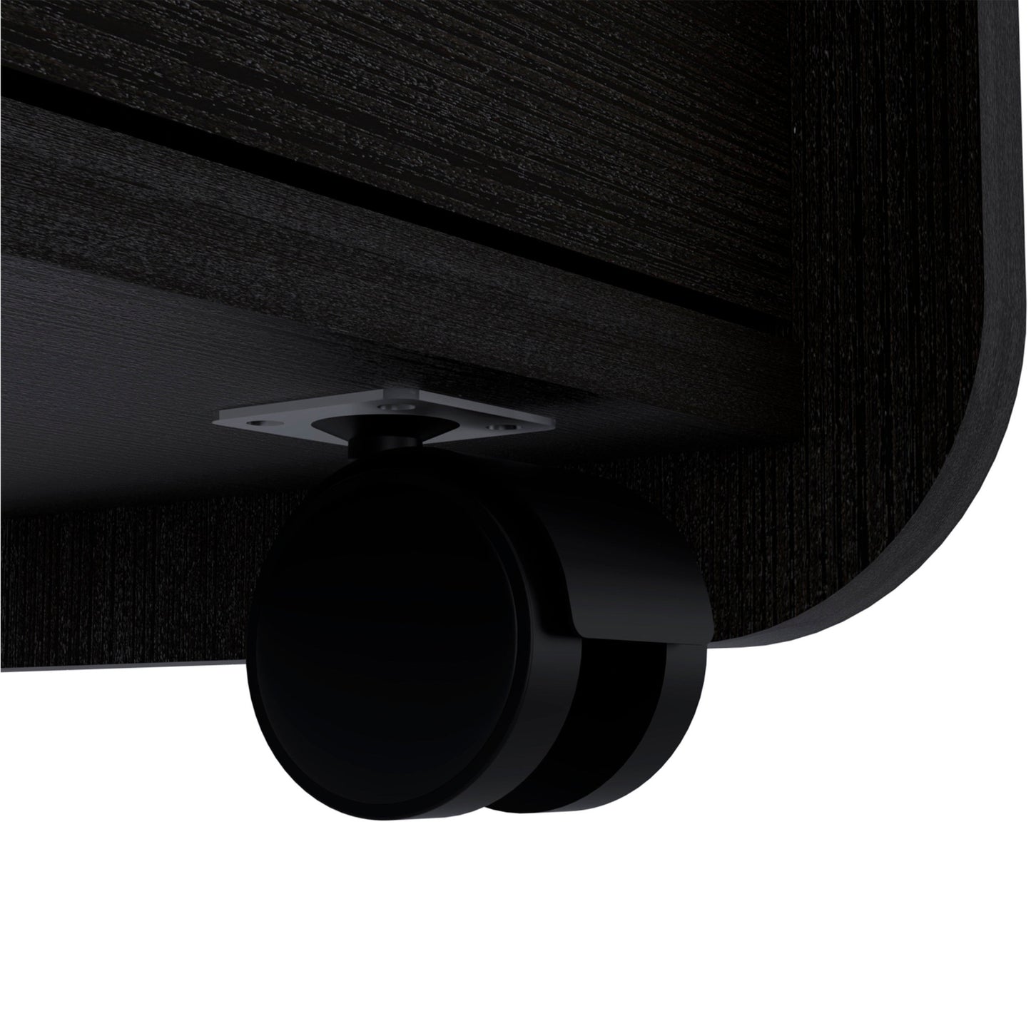22" Black Wood Two Drawer Nightstand