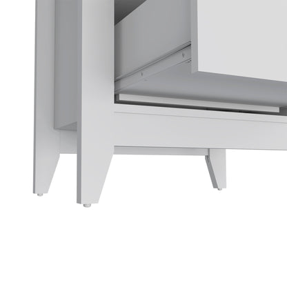 24" White Two Drawer Faux Wood Nightstand