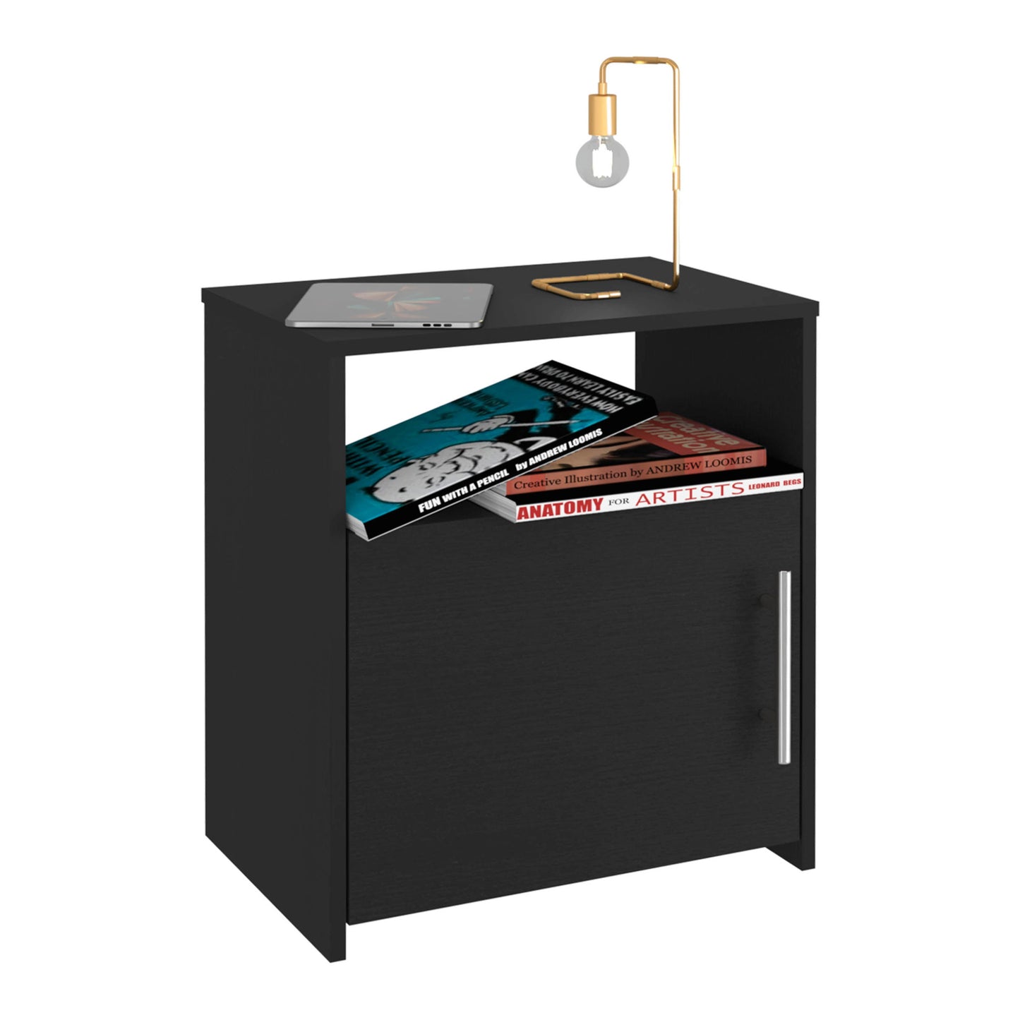 23" Black Wood Nightstand