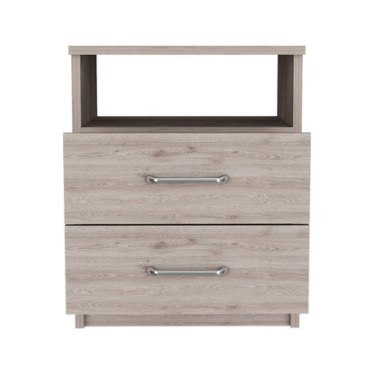 20" Gray Two Drawer Faux Wood Nightstand