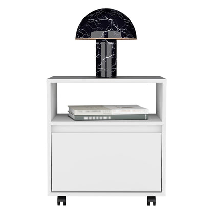 21" White Wood One Drawer Nightstand