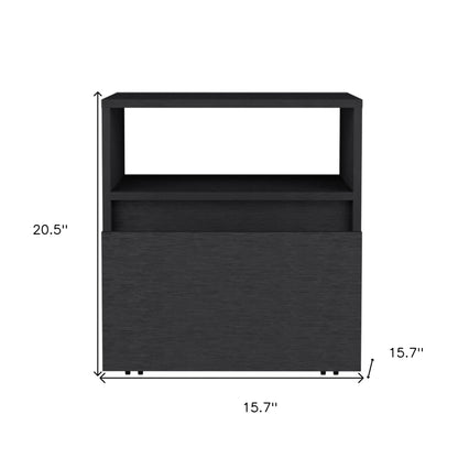 21" Black Wood One Drawer Nightstand