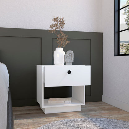 20" White Wood One Drawer Nightstand