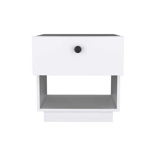 20" White Wood One Drawer Nightstand