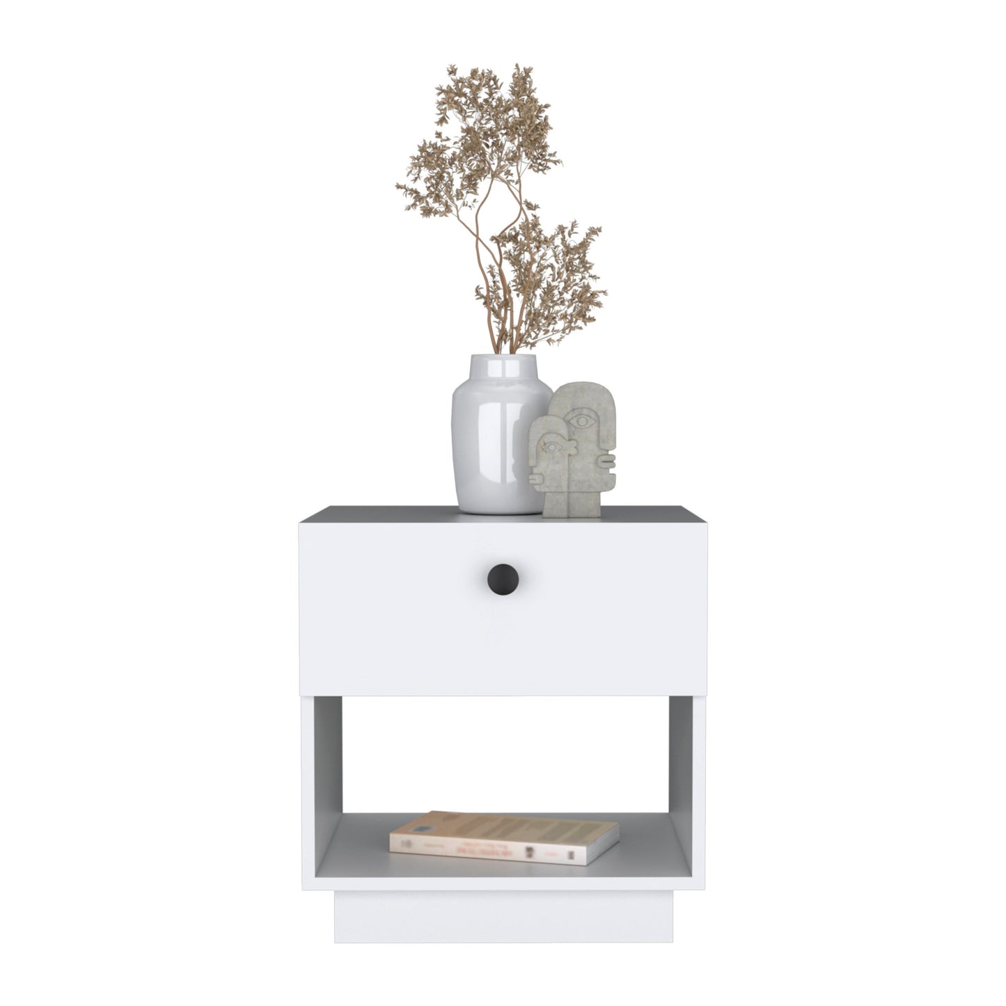 20" White Wood One Drawer Nightstand