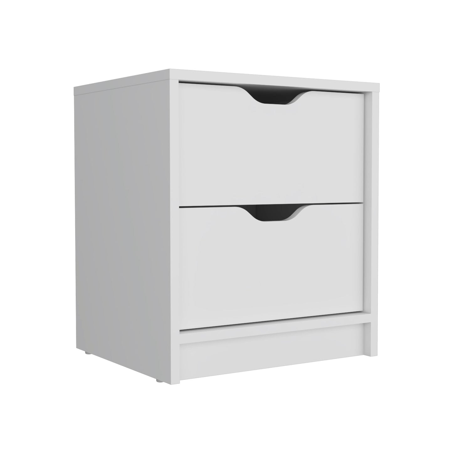 19" White Wood Two Drawer Nightstand