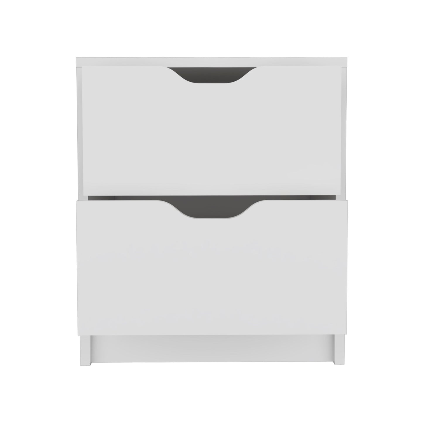 19" White Wood Two Drawer Nightstand