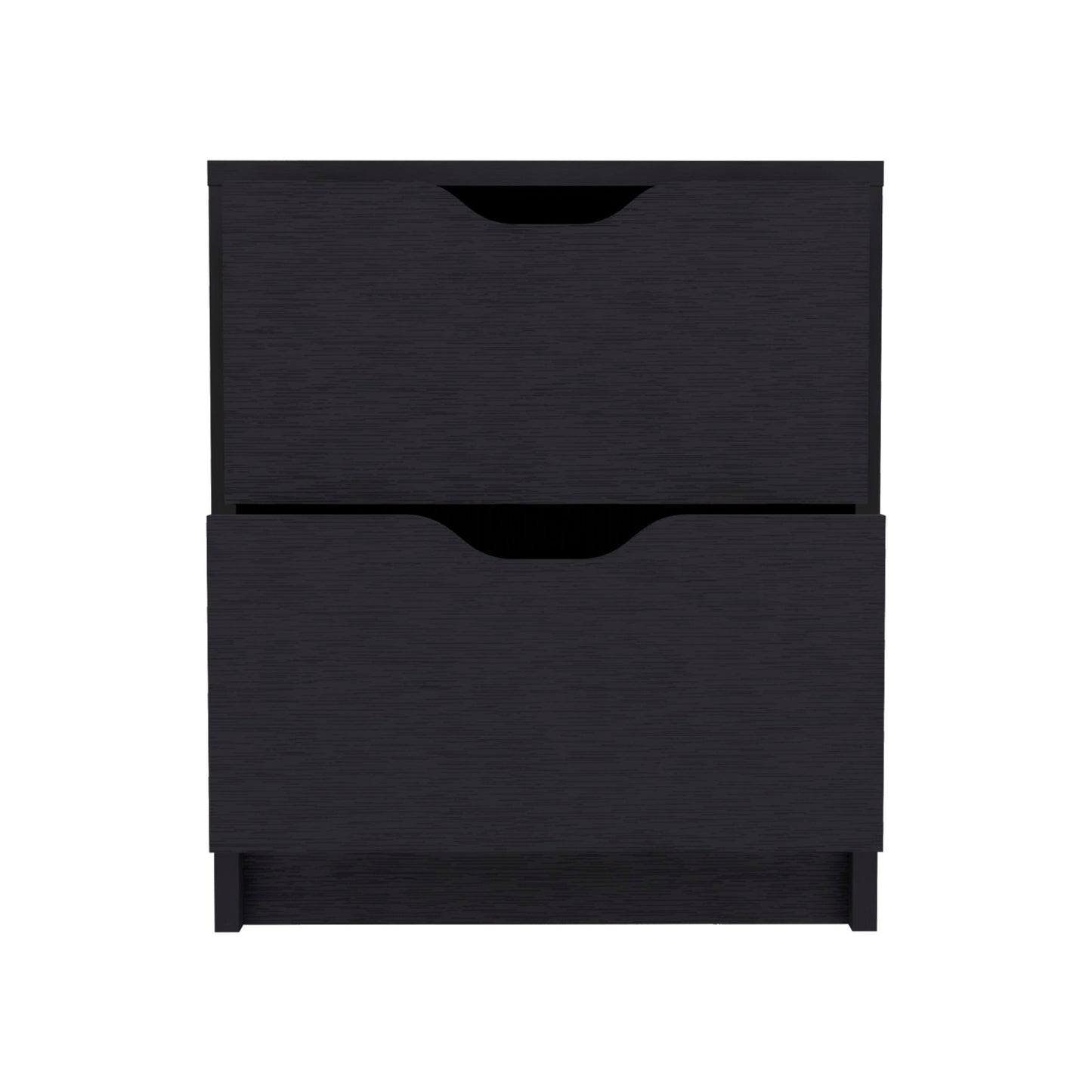 19" Black Wood Two Drawer Nightstand