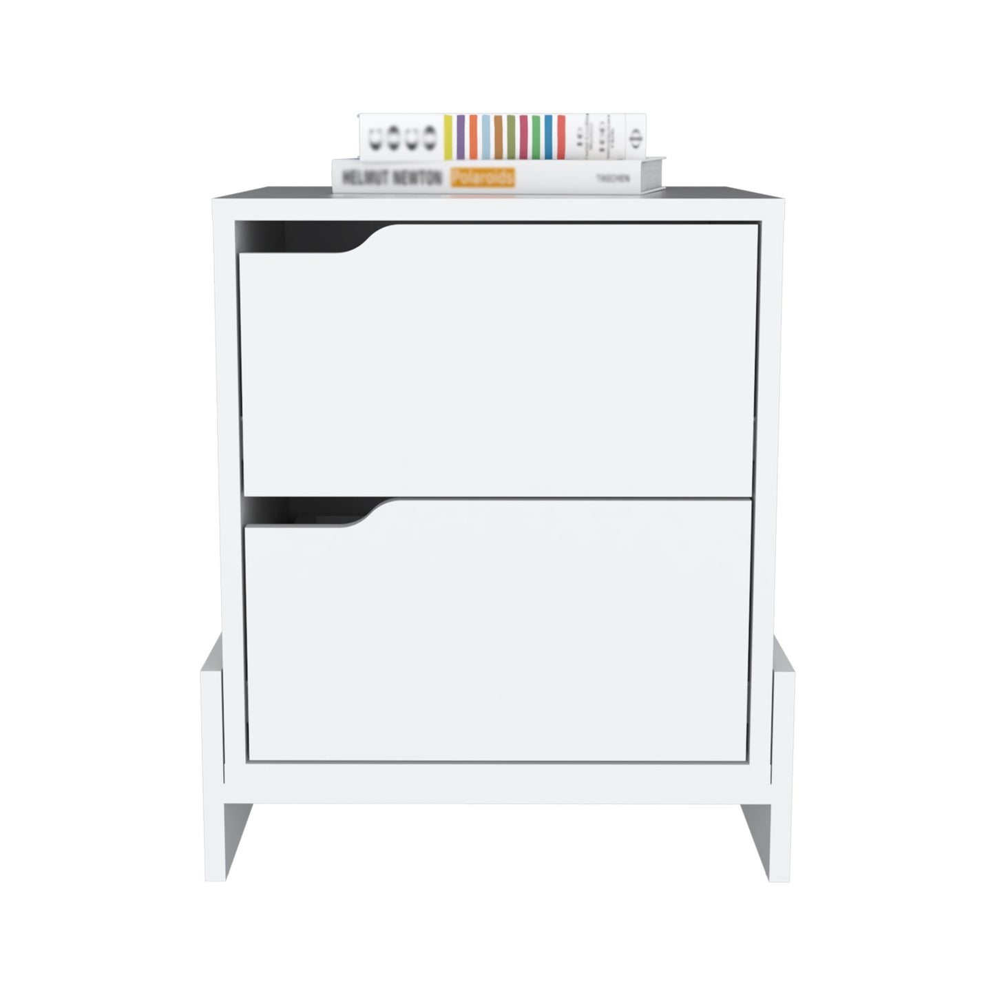 20" White Wood Two Drawer Nightstand