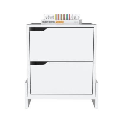 20" White Wood Two Drawer Nightstand