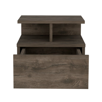 12" Brown Wood One Drawer Floating Nightstand
