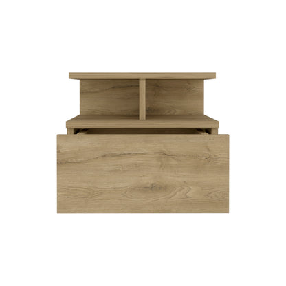 12" Beige Wood One Drawer Floating Nightstand