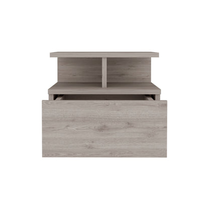12" Gray Wood One Drawer Floating Nightstand