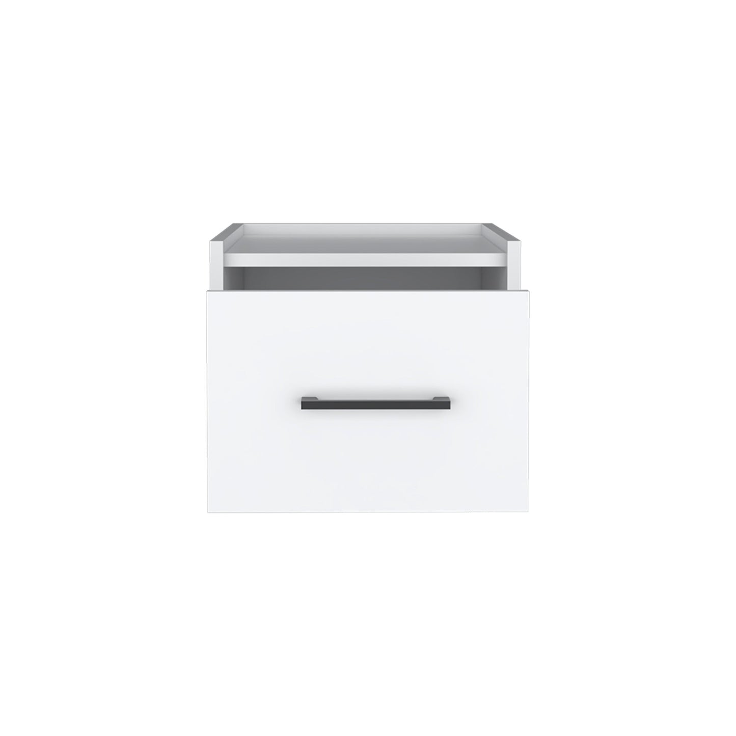 10" White Wood One Drawer Floating Nightstand