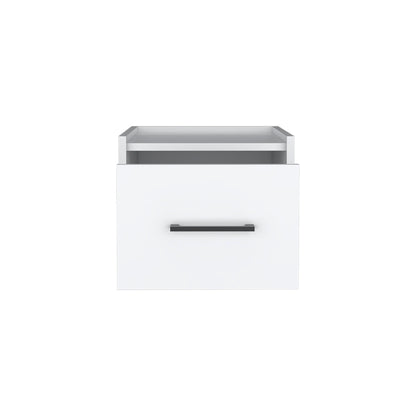 10" White Wood One Drawer Floating Nightstand