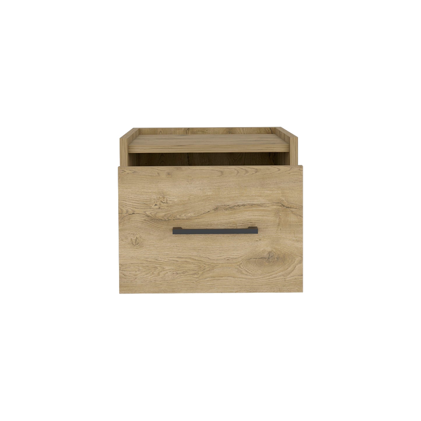 10" Beige One Drawer Faux Wood Nightstand