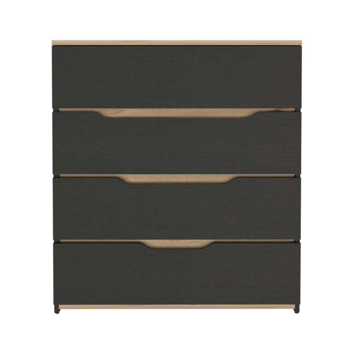 32" Natural And Black Four Drawer Dresser