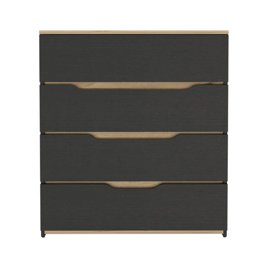 32" Natural And Black Four Drawer Dresser
