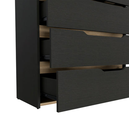 32" Natural And Black Four Drawer Dresser