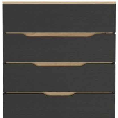 32" Natural And Black Four Drawer Dresser