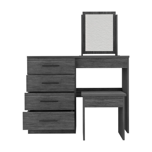 39" Gray Wood Four Drawer Vanity Table