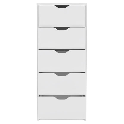 18" White Five Drawer Standard Chest