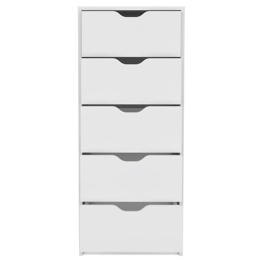 18" White Five Drawer Standard Chest