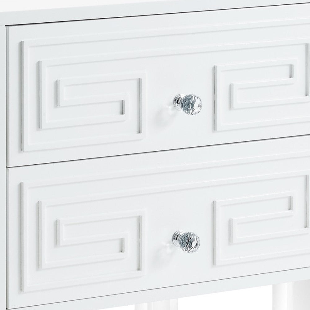 24" White And Clear Wood And Acrylic End Table With Two Drawers