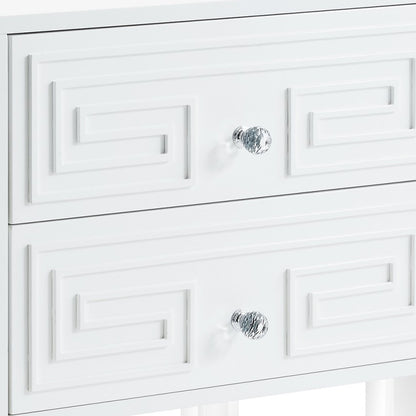 24" White And Clear Wood And Acrylic End Table With Two Drawers