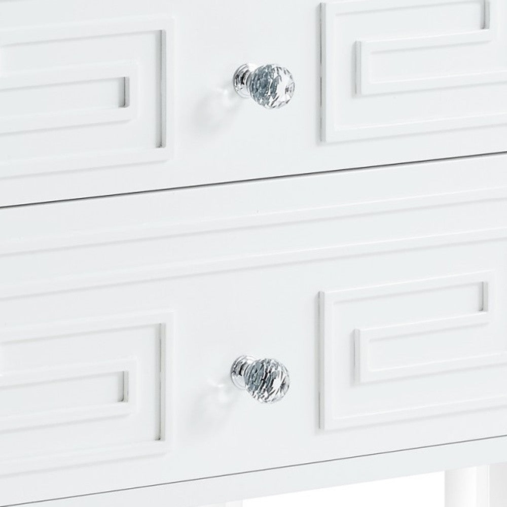 24" White And Clear Wood And Acrylic End Table With Two Drawers