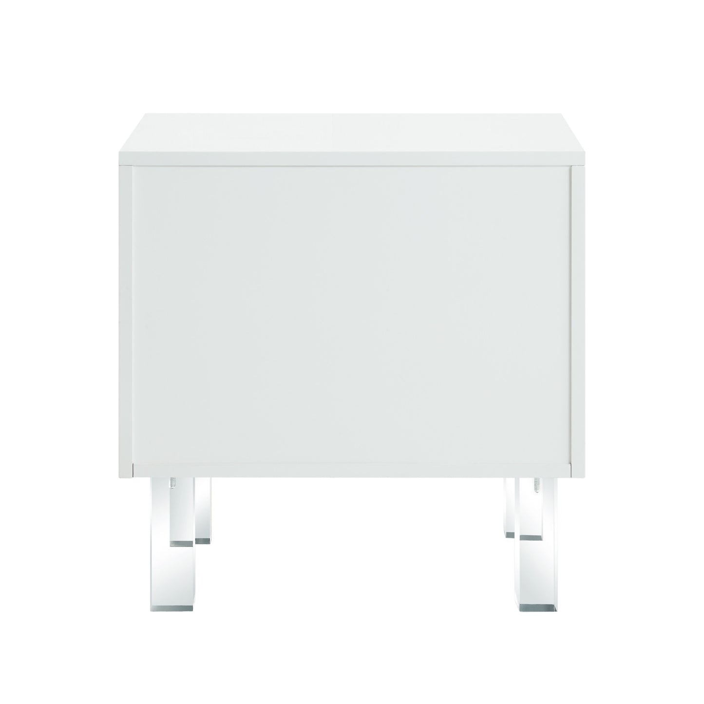 24" White And Clear Wood And Acrylic End Table With Two Drawers