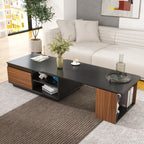 Extendable Coffee Table, Length Adjustable Wood Coffee Table With 2 Storage Drawers For Living Room, Large Long Rectangular Center Table