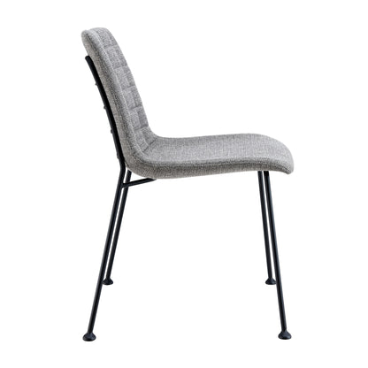 Set of Two Gray And Black Upholstered Fabric Dining Side Chairs